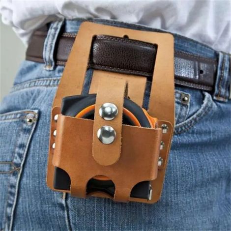 Étui à ruban en cuir véritable de qualité supérieure – Étui à outils robuste pour ceinture  Construction en cuir de vachette de qualité professionnelle (12 x 14,5 cm) (1/5)