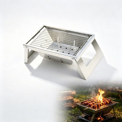 Barbecue Pliant Inox Simple 29 x 19 x 12.5 cm - Four Multifonction Camping et Voyage (1/5)