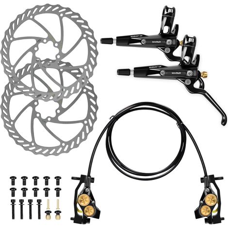 Freins Pour Vélo, Freins Hydrauliques, Kit de Disques de Frein Set pour VTT Universels Avant et Arrière 180mm pour VTT, Vélo Électrique, Rennrad, Convient à la Plupart des Vélos (1/5)