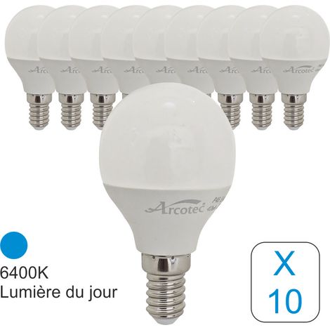 [JAMAIS UTILISÉ] Lot de 10 ampoules LED E14 sphérique 4,9W 470Lm 6400K - garantie 2 ans (1/4)