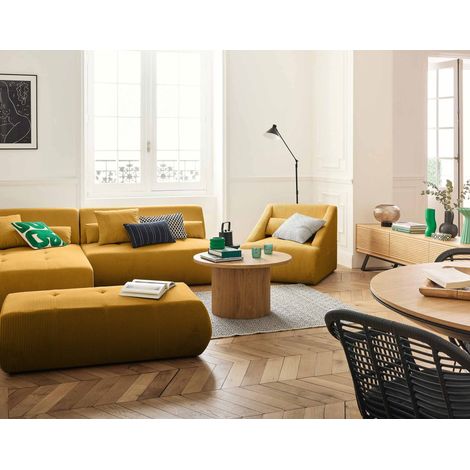 Onyx - 5-sitzer modulares ecksofa links - cord - gelb