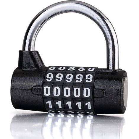 Cadenas à Combinaison - Cadenas de Sécurité de Conception Spéciale avec Alliage de Zinc - Cadenas à Code de Valise Absolument Sûr avec 5 Lettres - Cadenas Réinitialisable Portable Noir pour Casiers de (1/5)