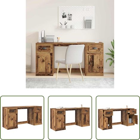 Bureau moderne - Bureau avec armoire avec tiroir Bois Ancien 154,5 x 50 x 75 cm (1/5)