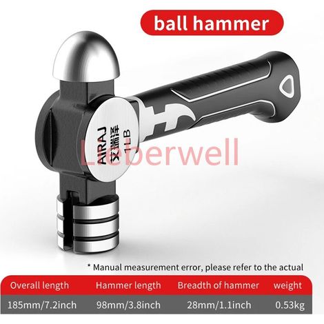 Mini Claw Hammer Multifunctional Small Octagonal Nail Hammer with Integrated Nail Puller, Chrome Vanadium Steel Head, Woodworking Tool (1/2)