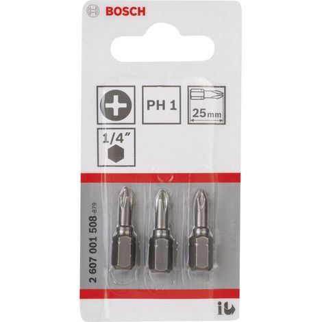 Bosch Puntas universales plateadas paquete de 3 PH1 25 mm