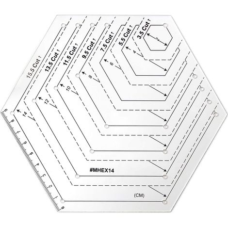 Règle de couture acrylique 4 pièces - Lot de gabarits pour patchwork (hexagones, triangles 60°, diamants 45°/60°) - Matériel DIY et quilting - 5,5 inches (1/5)