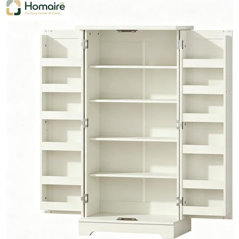 Cremefarbener Aufbewahrungsschrank mit Regalen aus MDF-Holz 60 x 40 x 120 cm HOMAIRE (1/5)