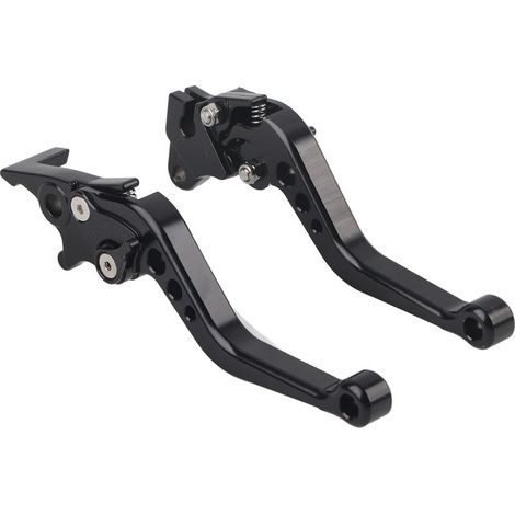 2 pièces Levier de frein et d'embrayage pour moto Dispositif de freinage au guidon Réglable Alliage d'aluminium Noir (1/5)