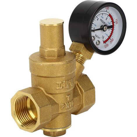Pressure Reducer 20/27 Brass DN20 Pressure Regulator with Pressure Gauge - Piston Design, Small Bulk, Easy Installation, Control, Resistance to (1/5)
