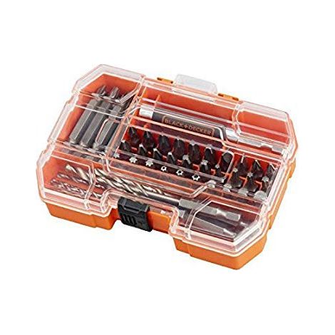 BLACK+DECKER A7234-XJ -Juego de 45 Piezas para Taladrar y Atornillar en Tough Case pequeño, Naranja (1/3)