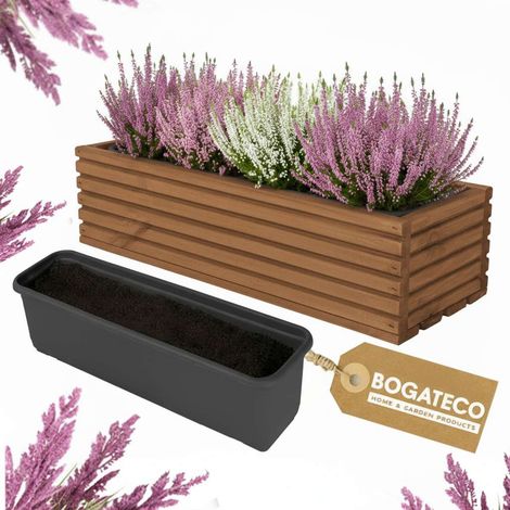 Jardinière Bois Bogateco 44x20x14 cm avec Bac Brun Foncé (1/5)