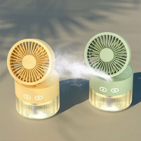 Ventilateur Rafraîchissant - Réservoir 350 ml - 3 Vitesses - Veilleuse Intégrée - Batterie 1500 mAh - Recharge USB - Portable - Vert (1/5)