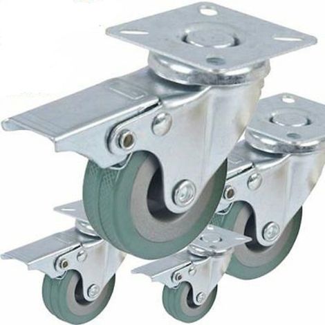 TrAdE Shop Traesio - Ruota Gomma Rigida Con Piastra Girevole E Freno Blocco Diametro Ruota 50x17 -