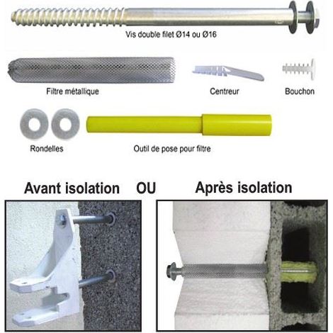Ing Fixation – Fixation démontable pour store FIX-STORE ISO – Diamètre 14mm, Longueur 300mm – Acier pour isolation extérieure – Sachet de 2 pièces (1/2)