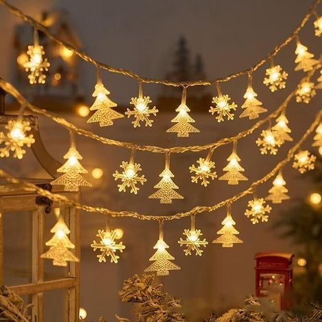 Guirlande Lumineuse Flocon de Neige 6M 40 LED Guirlande Lumineuse Intérieur, Guirlande de noel Lumineuse Fairy Lights Décoration de Noël Mariage Anniversaire Fête Jardin Chambre (1/4)