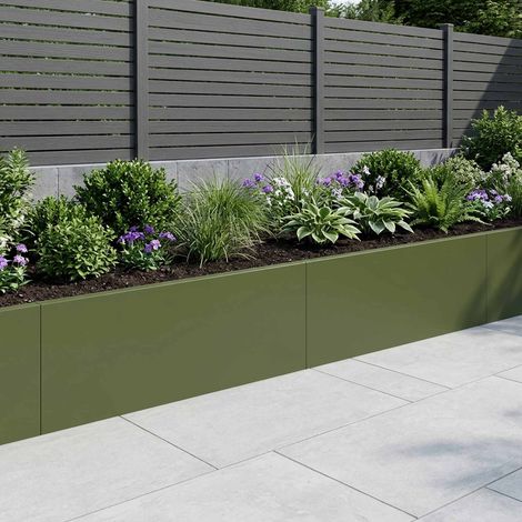 vidaXL Retaining Wall 2 pcs 100 x 12 x 30 cm Steel Olive Green (1/5)