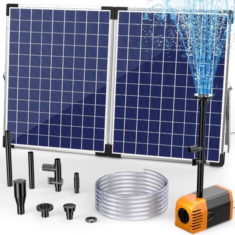 Pompe solaire de bassin 35 W 1500 l/h - Pompe solaire silencieuse avec 4 buses - Fontaine solaire avec tuyau de ruisseau pour bassin de jardin jusqu'à 1500 l - Fontaine solaire DIY - Fontaine (1/5)