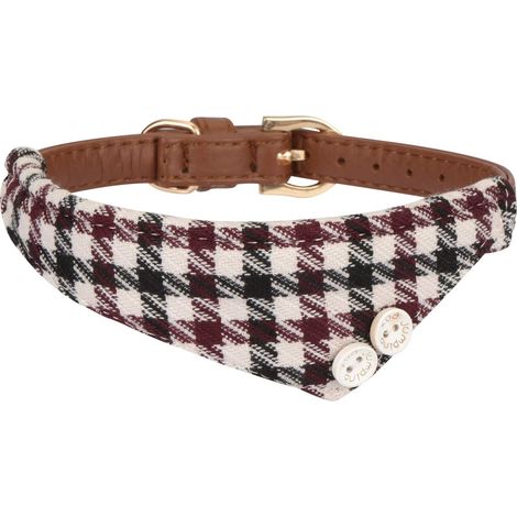 Mignon collier en cuir pour animaux de compagnie Plaid Triangle écharpe Triangle cravate Style chien chat vêtements accessoires pour petits animaux de compagnie (1/5)