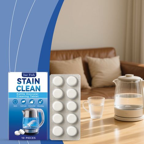 Kettle maintenance tablets for everyday household limescale removal, convenient and suitable for various kettles. Effervescent tablets -- 10 PIECES (1/5)