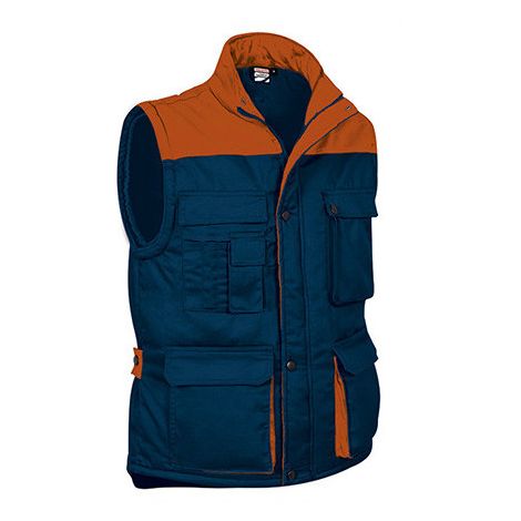 Chaleco multibolsillos en colores combinados VALENTO Thunder XL Azul marino / Naranja fiesta