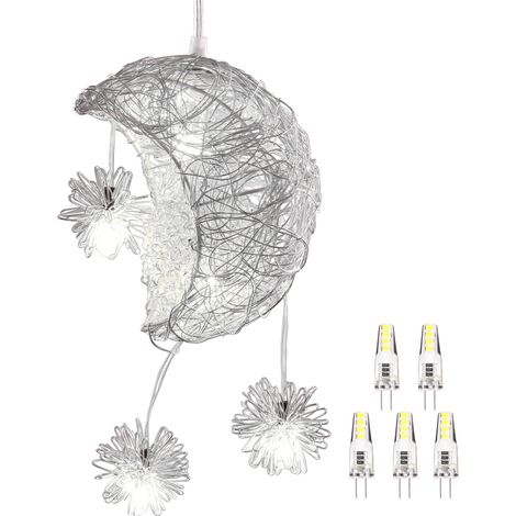 Moderne Mond Pendelleuchte LED Deckenleuchte 20CM für Schlafzimmer, Wohnzimmer, Küche, Café - Kaltweiß