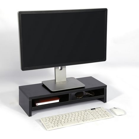 GARRYFIZH Support pour écran de bureau, support pour ordinateur portable, support pour téléviseur LCD, étagère surélevée, plateforme pour bureau, noir