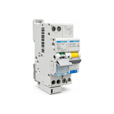 Hager - Disjoncteur 20A courbe C avec Bloc diffu00e9rentiel 40A type HPI - Ru00e9f : BDF240F + MJT720 (1/5)