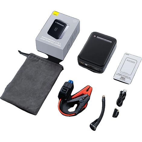 Démarreur de voiture, batterie externe, compresseur de pneus, 2 en 1 (1/2)