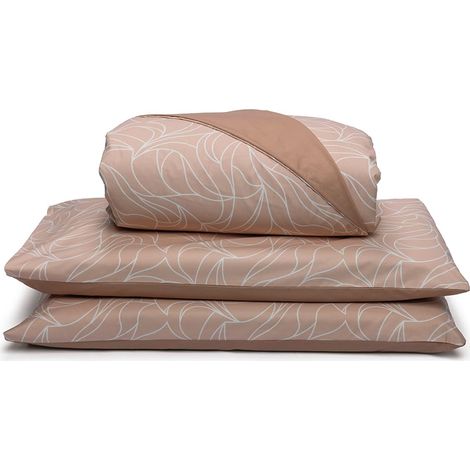 Housse de Couette pour lit Double avec 2 taies d'oreiller  Vague de pêche 100% coton Percale Fabriqué en Italie (1/4)