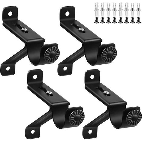 Supports de tringle à rideaux, supports de tringle à rideaux robustes et réglables, crochets et cintres noirs pour tringles à rideaux (1/5)