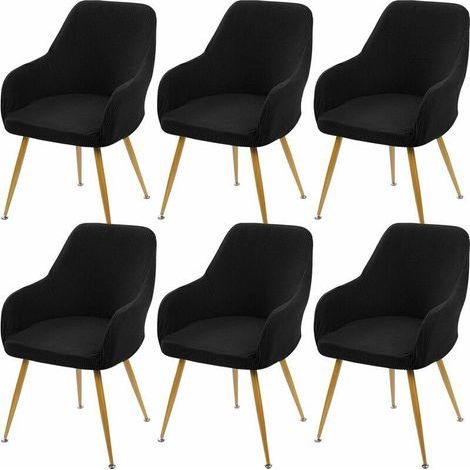 Dining Room Chair Cover with Armrests, 8-Piece Set, Removable and Washable Stretchable Chair Cover, Jacquard Chair Cover for Hotel, Wedding, Home, Living Room Decor, Gray (1/4)