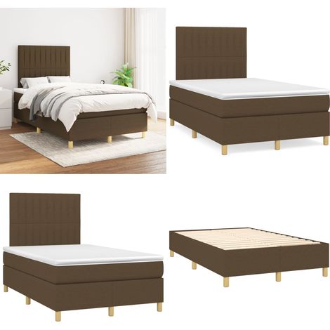 Boxspringbett mit Matratze Dunkelbraun 120x200 cm Stoff - Boxspringbett - Doppelbett - Bettenrahmen - Matratze - Nachttisch - Home & Living (1/5)