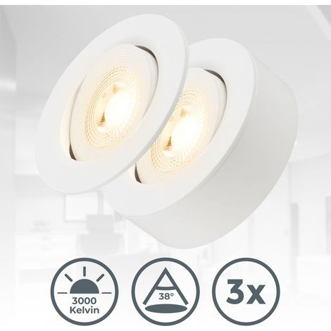 Einbaustrahler 76mm 3er Set - 230V, 5W, 500lm, LED, warmweiß, weiß