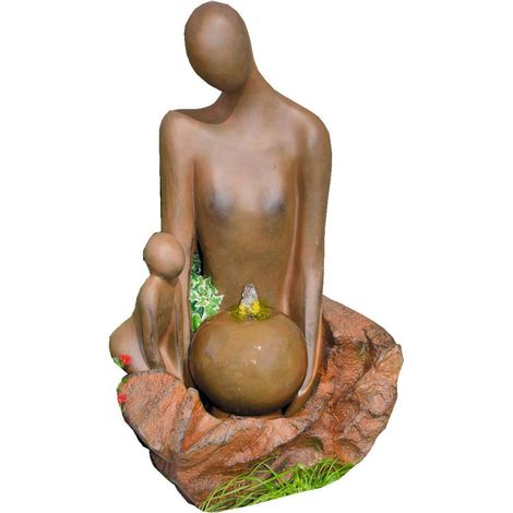 Granimex Sophi Polystone Brunnen Pumpe mit LED-Beleuchtung und Quellkugel Wasserspiel 79x46x34 cm (1/5)