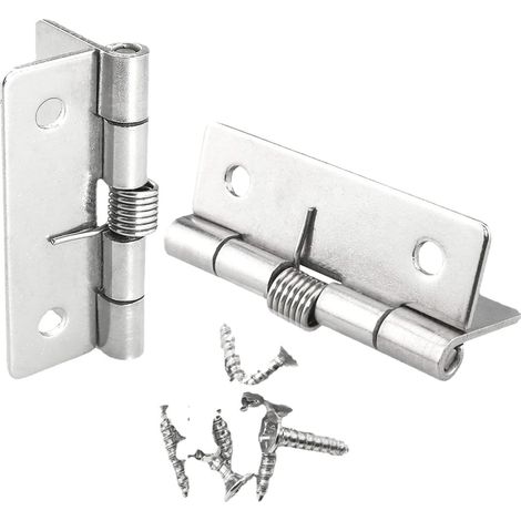 2 charnières à ressort à fermeture automatique, charnières de porte à ressort en acier inoxydable, compatibles avec les portes invisibles (2 pouces) (1/3)