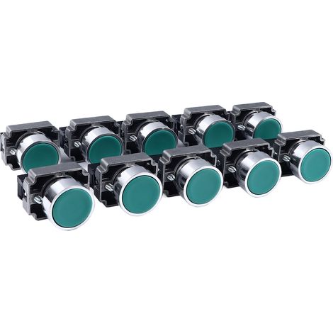 Lot de 10 interrupteurs à bouton-poussoir à réarmement automatique, tête plate, bouton marche/arrêt, trou de montage de 22 mm, AC240V XB2‑BA31 (1/5)