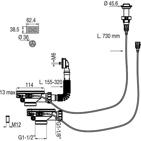Bonde de vidage automatique D90mm pour évier double cuve VALENTIN 00 438000 000 00 (1/6)