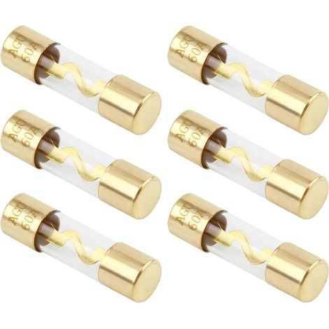 6 Pieces 60A AGU Fuse Glass Plated 12V Car Audio Fuses, 60A Fuse AGU Car For Marine Car Auto Audio Amplifiers Sound Car Stereo Security Protect Tube Glass Protection