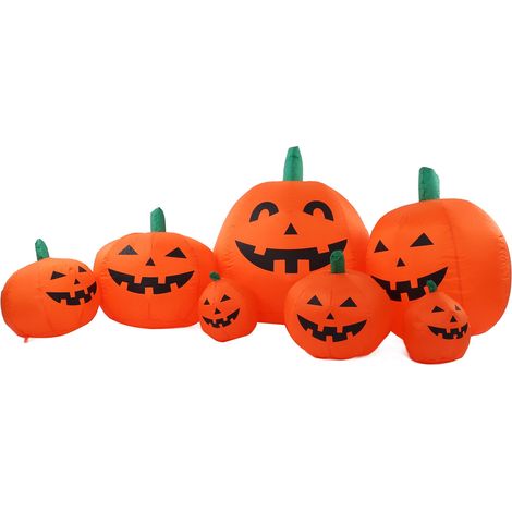 Citrouille gonflable d'Halloween de 2,3 m avec lumières LED, couleur inaltérable, décoration citrouille souriante pour jardin, pelouse, prise UE 220-240 V (1/5)