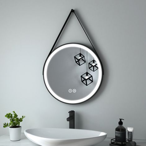 Heilmetz Badspiegel mit Beleuchtung Rund LED Wandspiegel Touch Dimmbar(3000k-6500k) Badezimmerspiegel 50cm (1/5)