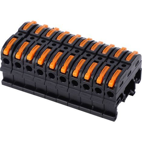 10 PCT-211 rail-mounted wire connectors, push-fit quick-connect terminal block, 0.2-4 mm (black) (1/5)