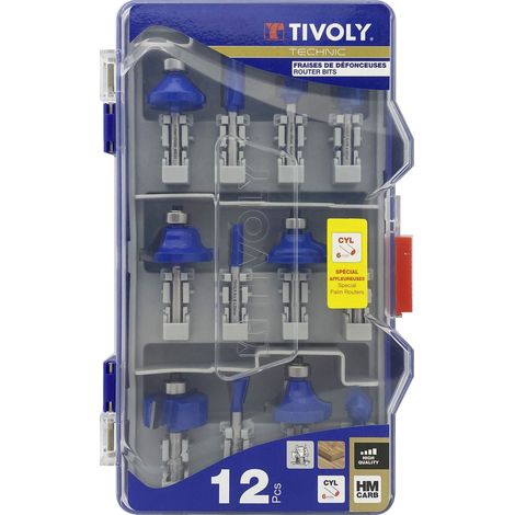 Tivoly • Coffret de 12 Fraises de défonceuses de formes assorties Queue 6mm