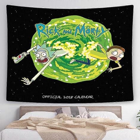 Couverture polaire Rick et Morty, couverture de canapé polaire 150 x 130 cm, accessoire officiel pour lit et canapé (vert/noir) (1/5)