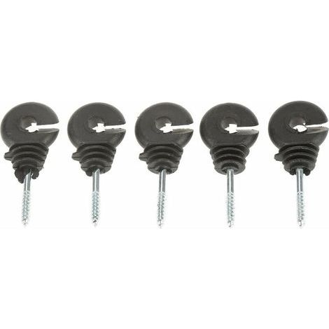 GABRIELLE 50 Pcs Isolateurs Annulaires à Visser Anneau à Isolant à Vis Accessoires de Clôture Électrique pour Poteau Piquet en Bois, Noir (1/5)