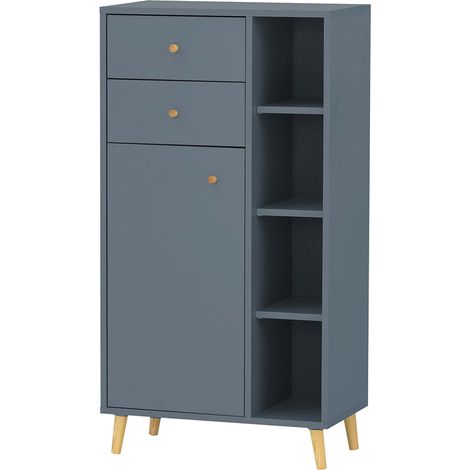 Bad Midi-Schrank BELFORT-80 in blau, B/H/T ca. 60,2/113,4/33,1 cm (1/3)