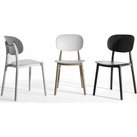 Chaise polyvalente en polypropylène Klaza - Lot de 4-Blanc (1/5)