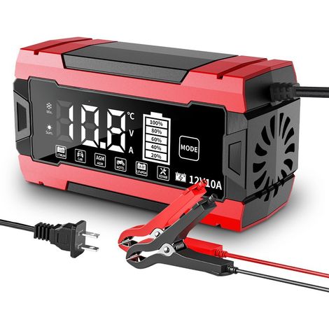 Écran blanc rougeChargeur de batterie lithium-fer-phosphate 14,6 V 10 A chargeur 12,6 V 10 A chargeur de batterie au plomb-acide 12 V (compatible avec les batteries lithium-fer-phosphate) (1/4)