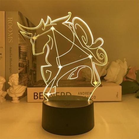 Veilleuse 3D - Lampe de Bureau Tactile avec Télécommande - 16 Couleurs RVB - Pour Chambre d'Enfant ou Salon - 200 x 150 x 4 mm - Acrylique - USB + Piles AA (1/4)