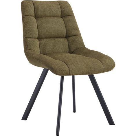 Set di 2 sedie VELMA - Tessuto verde oliva - Gambe in metallo - Design compatto - Eleganza naturale e contemporanea