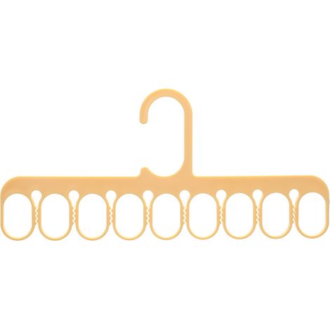 Cintre 9 trous jaune pour organiser vêtements, écharpes, chaussettes, pantalons - Rangement multifonction pour placard et penderie (1/5)